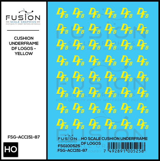HO Scale Cushion Underframe Boxcar DF Logos - Yellow Decal Set