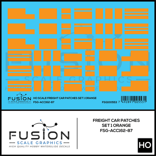 HO Scale Freight Car Patches Set 1 Orange Decal Set