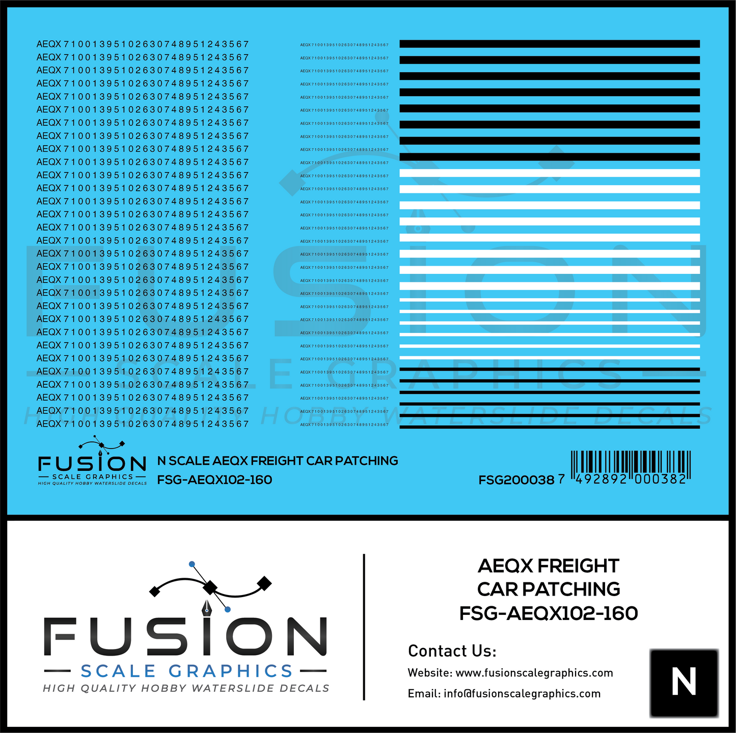 N Scale AEQX Black Freight Car Patching Decal Set