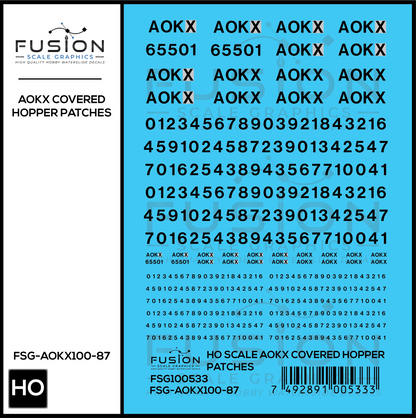 HO Scale AOKX Covered Hopper Patches Decal Set