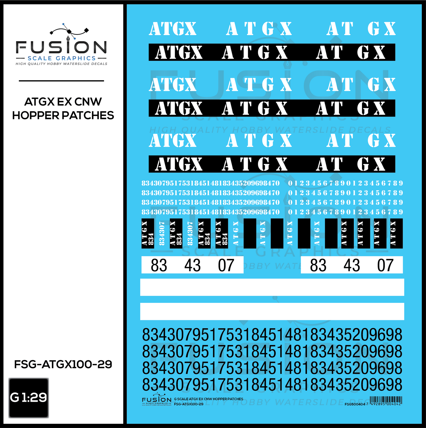G 1:29 Scale ATGX Ex CNW Hopper Patches Decal Set