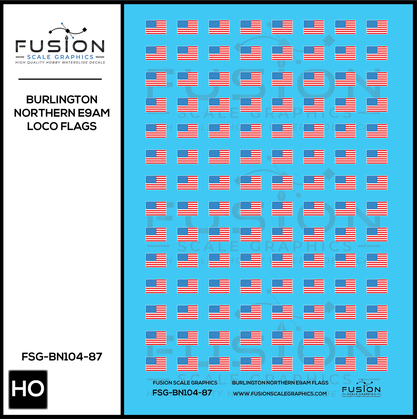 HO Scale Burlington Northern E9AM Locomotive Flags Decal Set