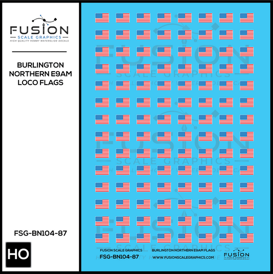 HO Scale Burlington Northern E9AM Locomotive Flags Decal Set