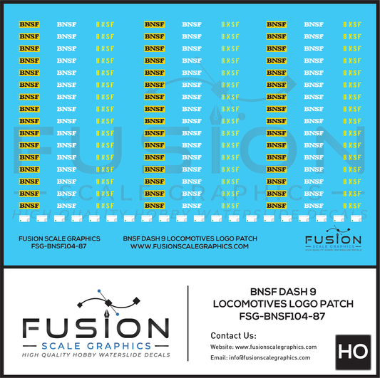 HO Scale BNSF Dash 9 Locomotive Cab Patch Decal Set