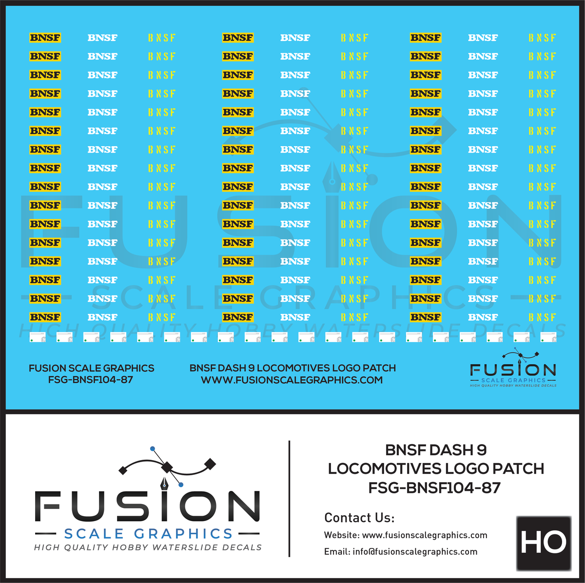 HO Scale BNSF Dash 9 Locomotive Cab Patch Decal Set