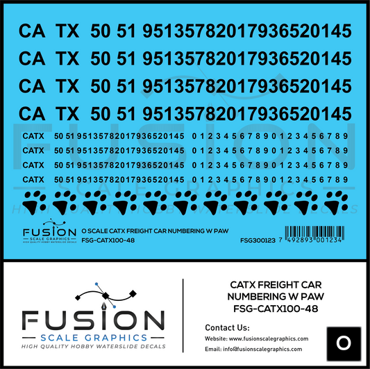 O Scale CATX Freight Car Numbering Decal Set with Paw Print