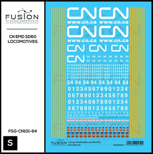 S Scale Canadian National EMD SD60 Locomotives Decal Set