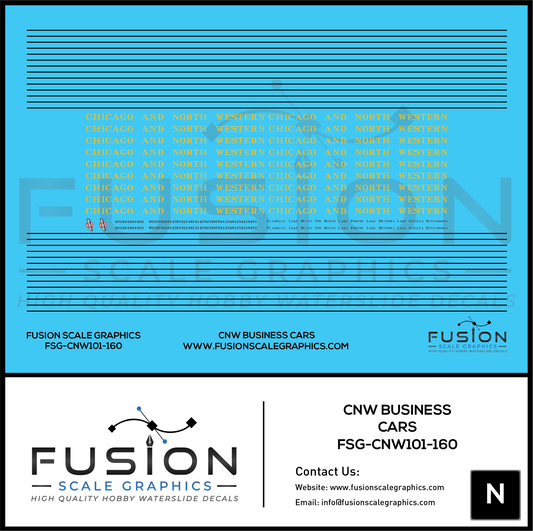 N Scale CNW Chicago & North Western Railroad Business Cars Decal Set