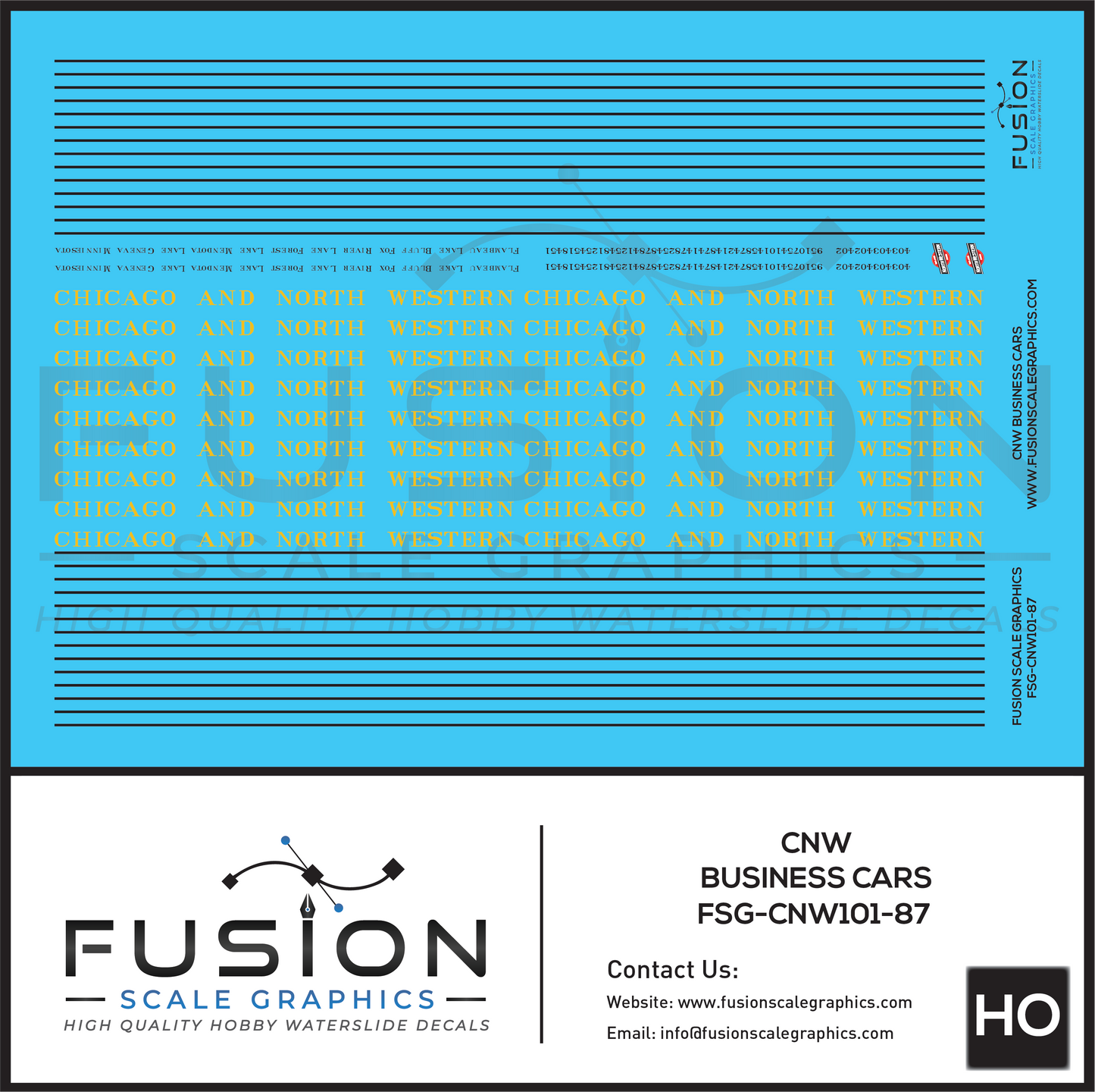 HO Scale CNW Chicago & North Western Railroad Business Cars Decal Set