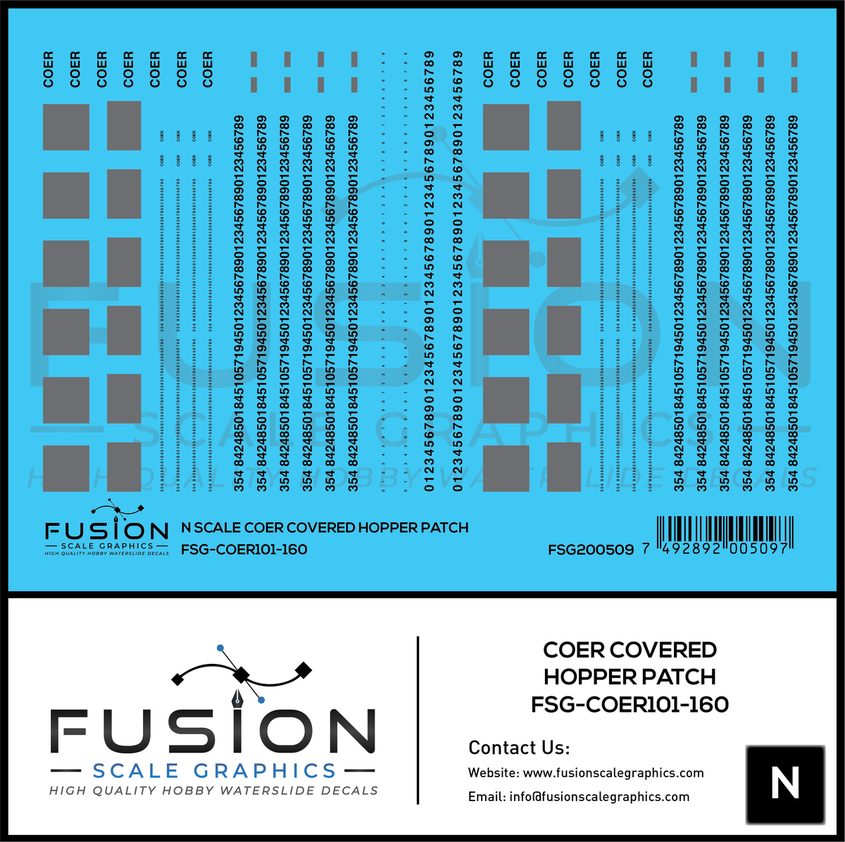 N Scale COER Covered Hopper Patching Decal Set V2