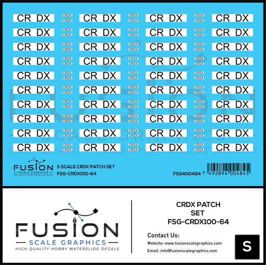 S Scale CRDX Black W/ White Patch Freight Car Repatch Decal Set