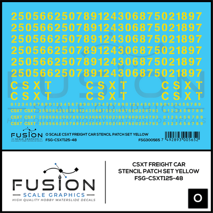 O Scale CSXT Yellow Freight Car Stencil Patch Decal Set