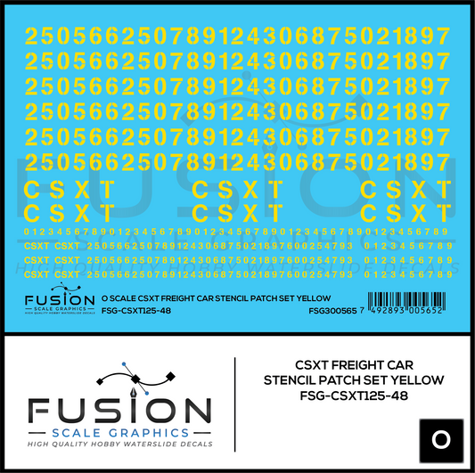 O Scale CSXT Yellow Freight Car Stencil Patch Decal Set