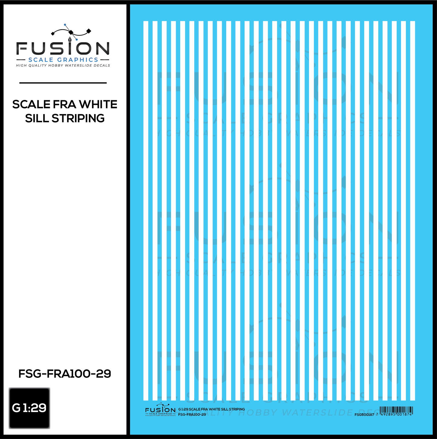 G 1:29 Scale FRA White Sill Striping Decal Set