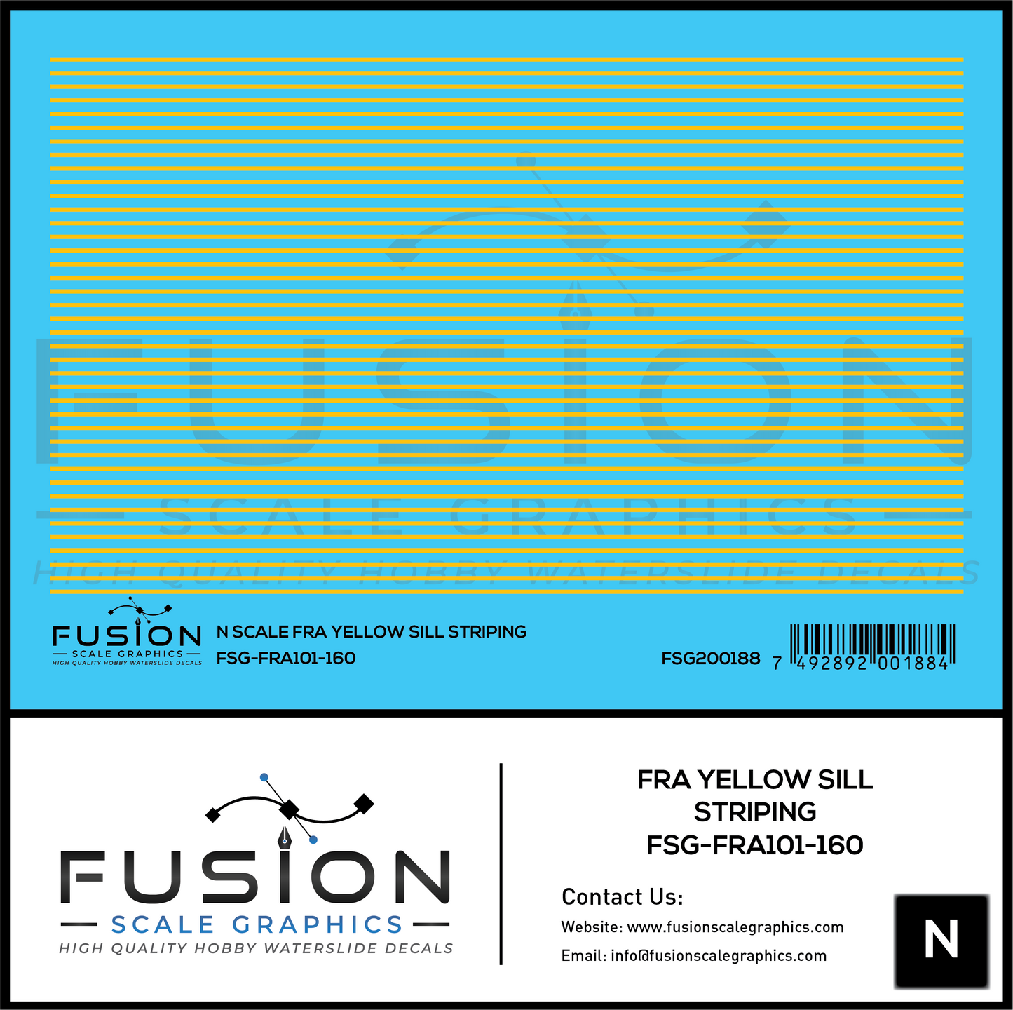 N Scale FRA Yellow Safety Sill Striping Decal Set