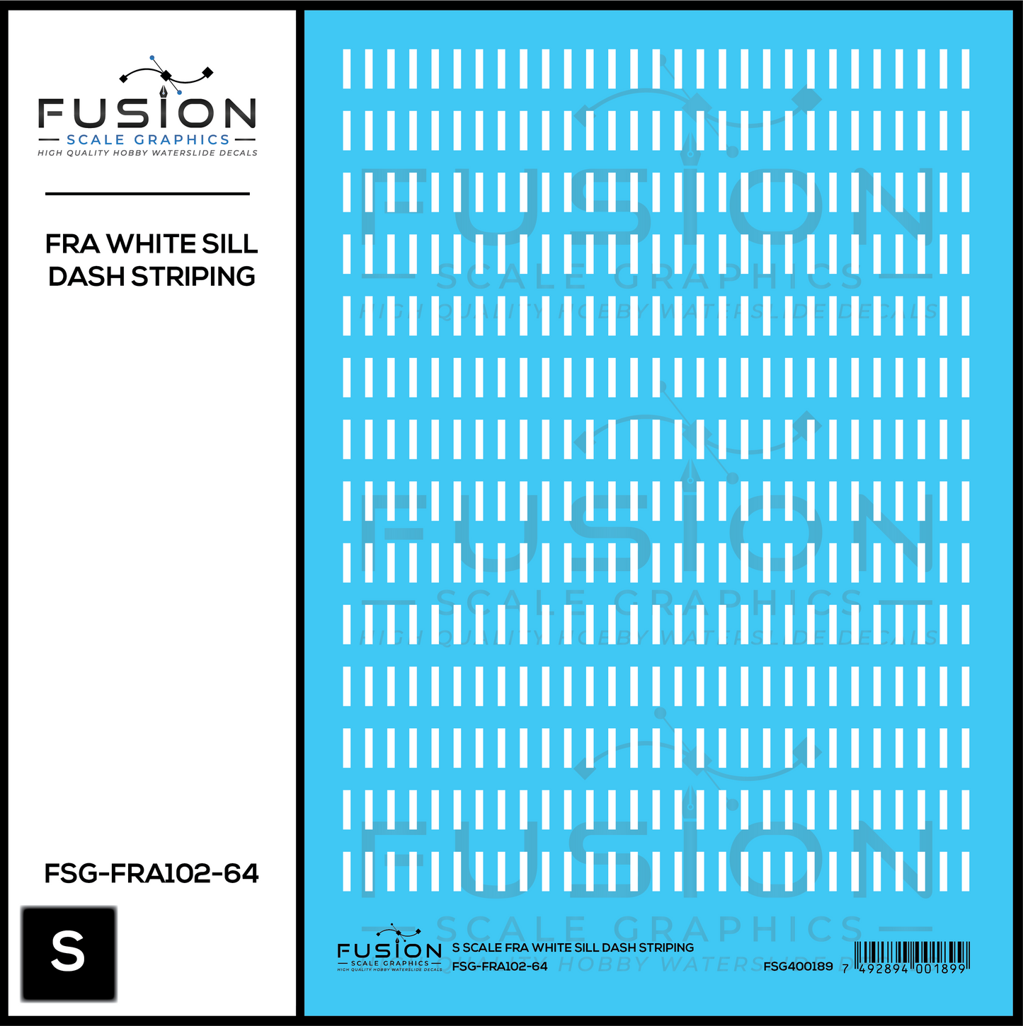 S Scale FRA White Safety Dash Sill Striping Decal Set