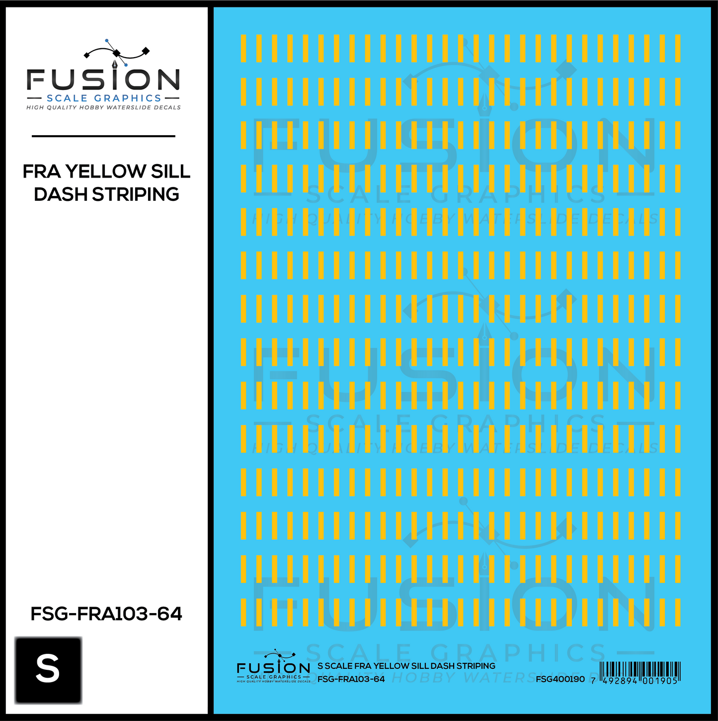 S Scale FRA Yellow Safety Dash Sill Striping Decal Set