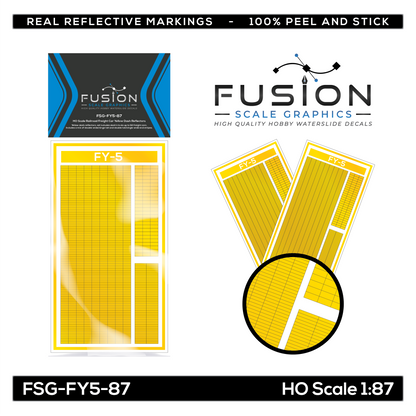 HO Scale Railroad Freight Car Yellow Reflective Markings Set Mixed