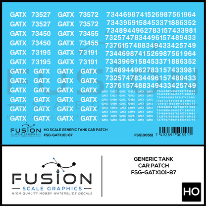 HO Scale GATX Tank Car Patch Decal Set