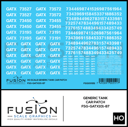 HO Scale GATX Tank Car Patch Decal Set