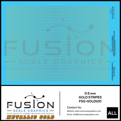 Metallic Gold 0.5mm Wide Gold Stripe Decal Set