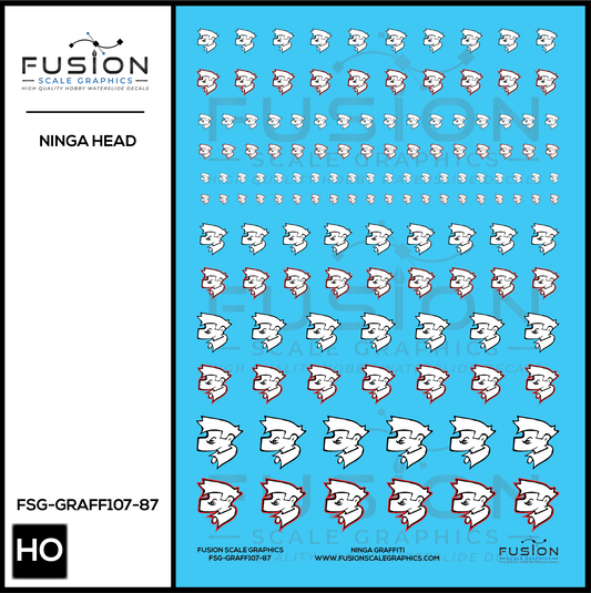 HO Scale Ninja Head Graffiti Decal Set
