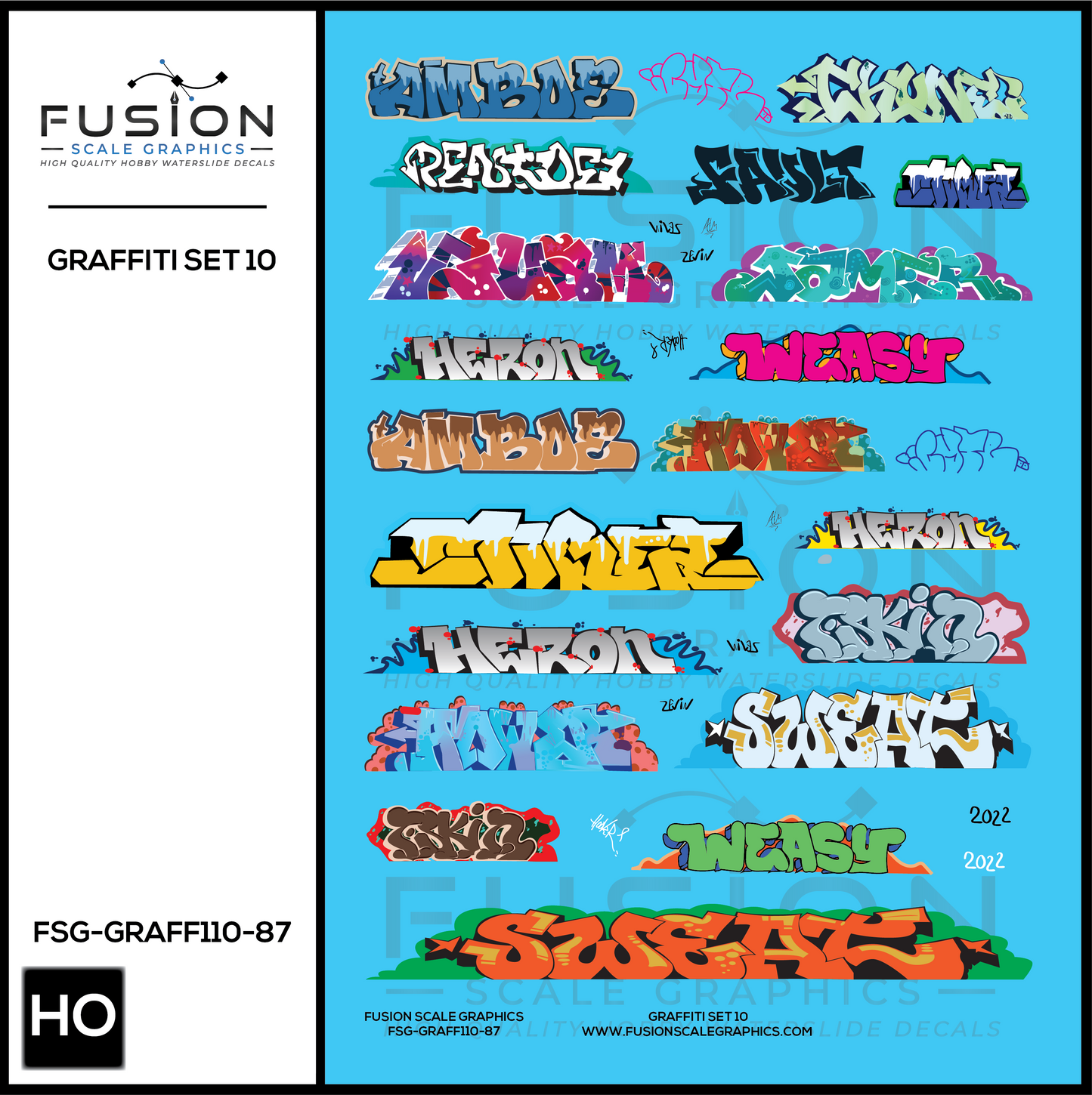 HO Scale Graffiti Decal Set 10