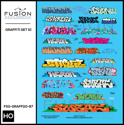 HO Scale Graffiti Decal Set 10