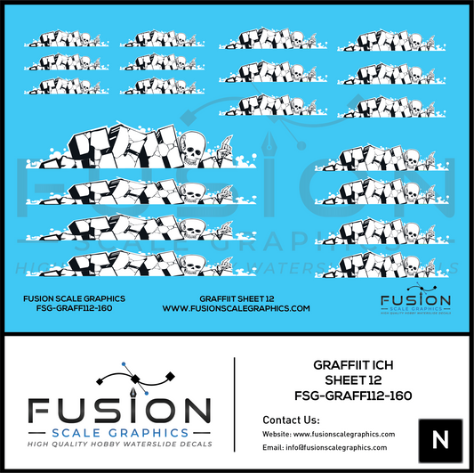 N Scale Graffiti Decal Set 12 ICH Ichabod