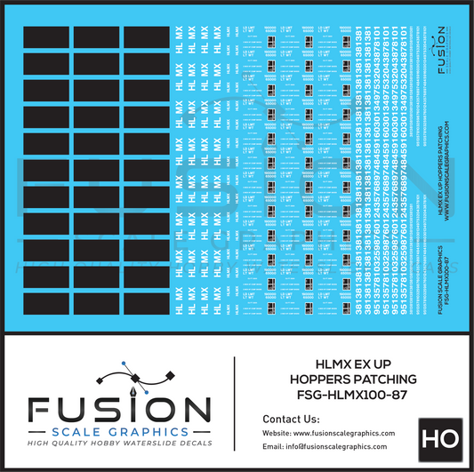 HO Scale ex Union Pacific UP HLMX Hopper Patching Decal Set