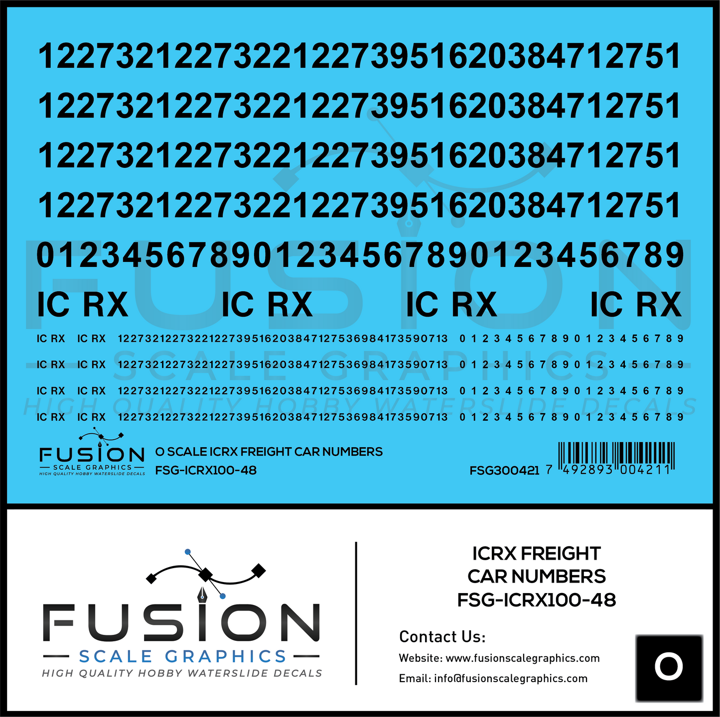 O Scale ICRX Freight Car Numbers Decal Set