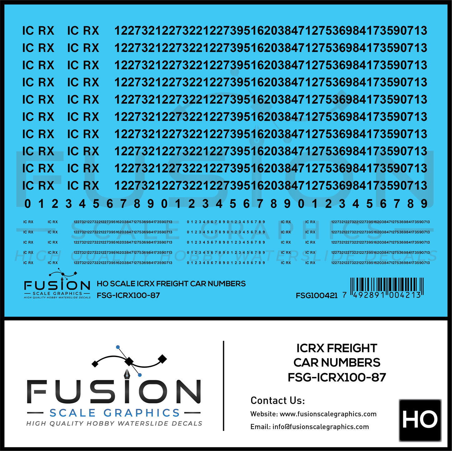 HO Scale ICRX Freight Car Numbers Decal Set