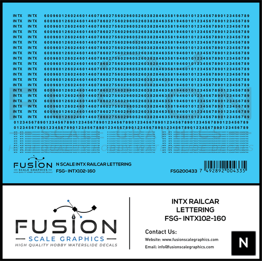 N Scale INTX Railcar Lettering Decal Set