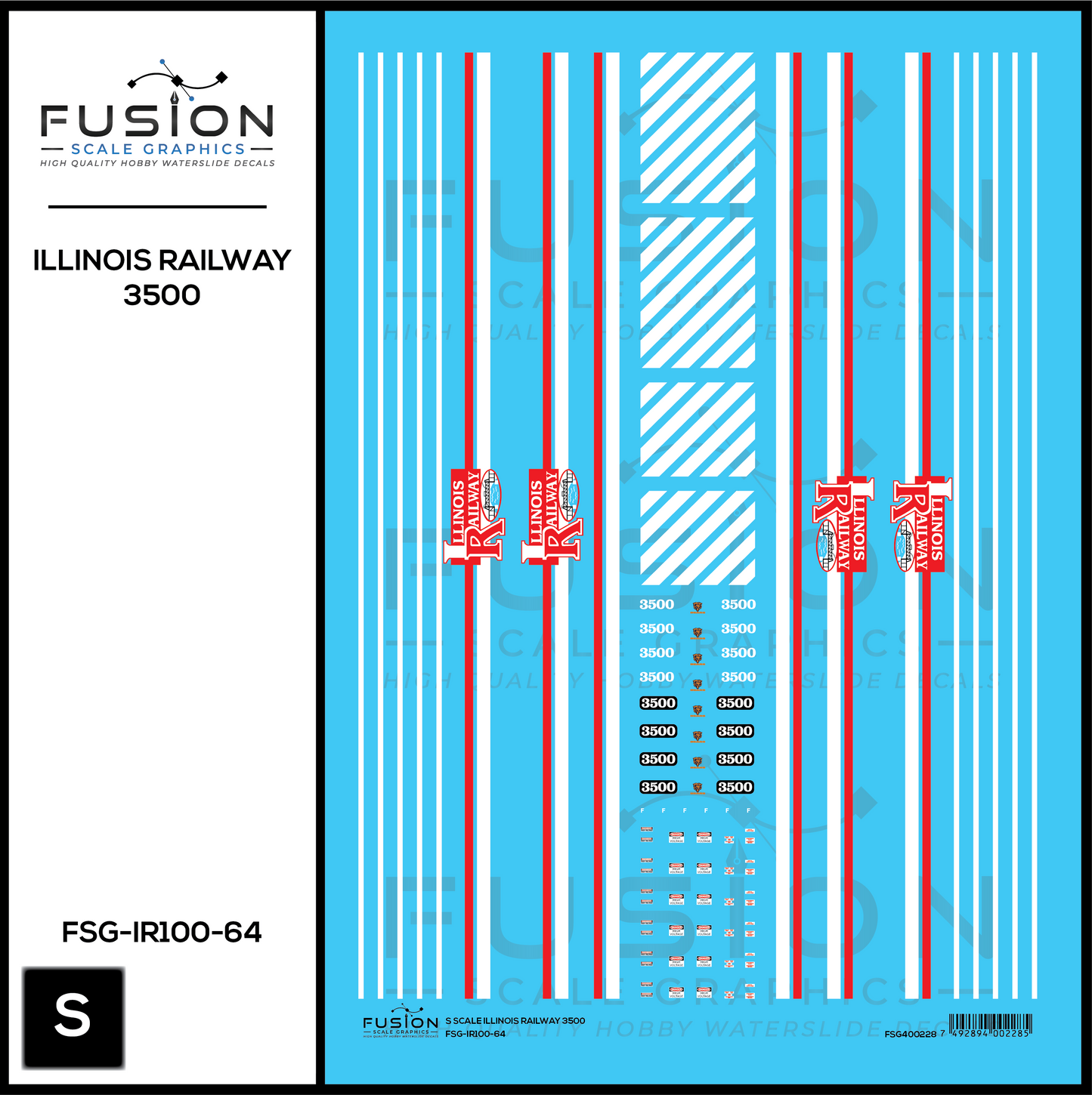 S Scale Illinois Railway EMD GP35 Locomotive Decal Set