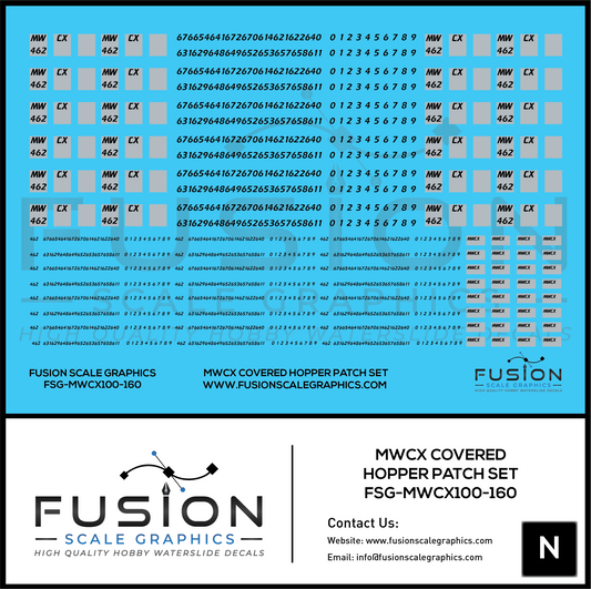 N Scale MWCX Covered Hopper Patching Decal Set