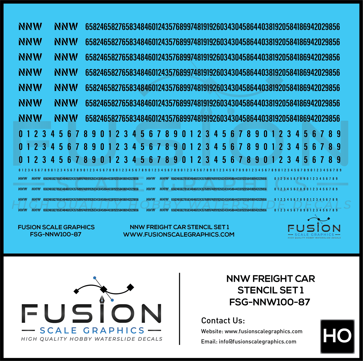 HO Scale NNW Freight Car Stencil Patches Set 1 Black