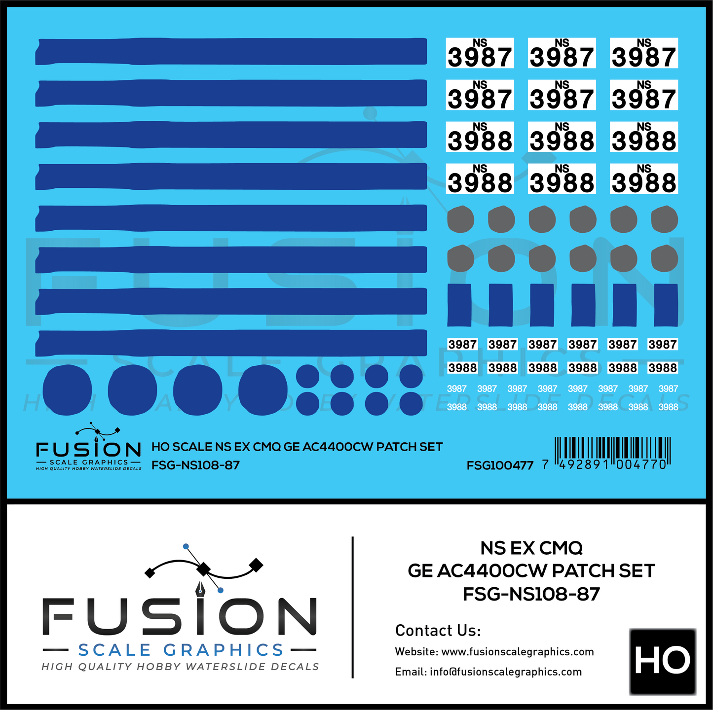 N Scale Norfolk Southern Ex CMQ GE AC4400CW Locomotive Patch Set