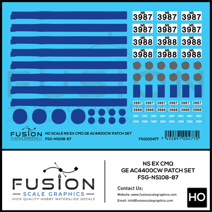 N Scale Norfolk Southern Ex CMQ GE AC4400CW Locomotive Patch Set