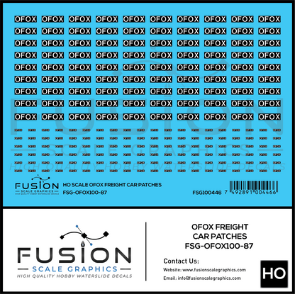 HO Scale OFOX White/Black Freight Car Patch Outs Decal Set