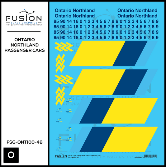 O Scale Ontario Northland Passenger Cars Decal Set
