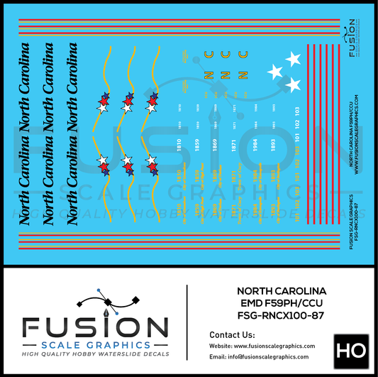 HO Scale North Carolina F59PH CCU Locomotive Decal Set