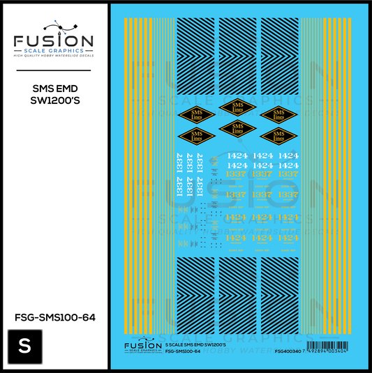 S Scale SMS Lines EMD SW1200 Locomotives Decal Set