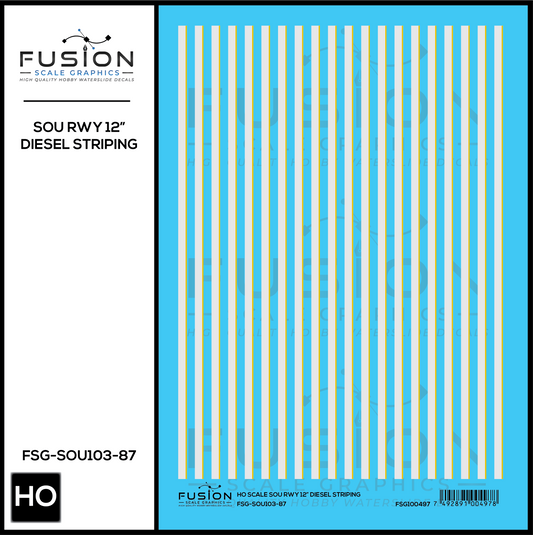 HO Scale Southern Railway 12" Diesel Locomotive Striping Decal Set