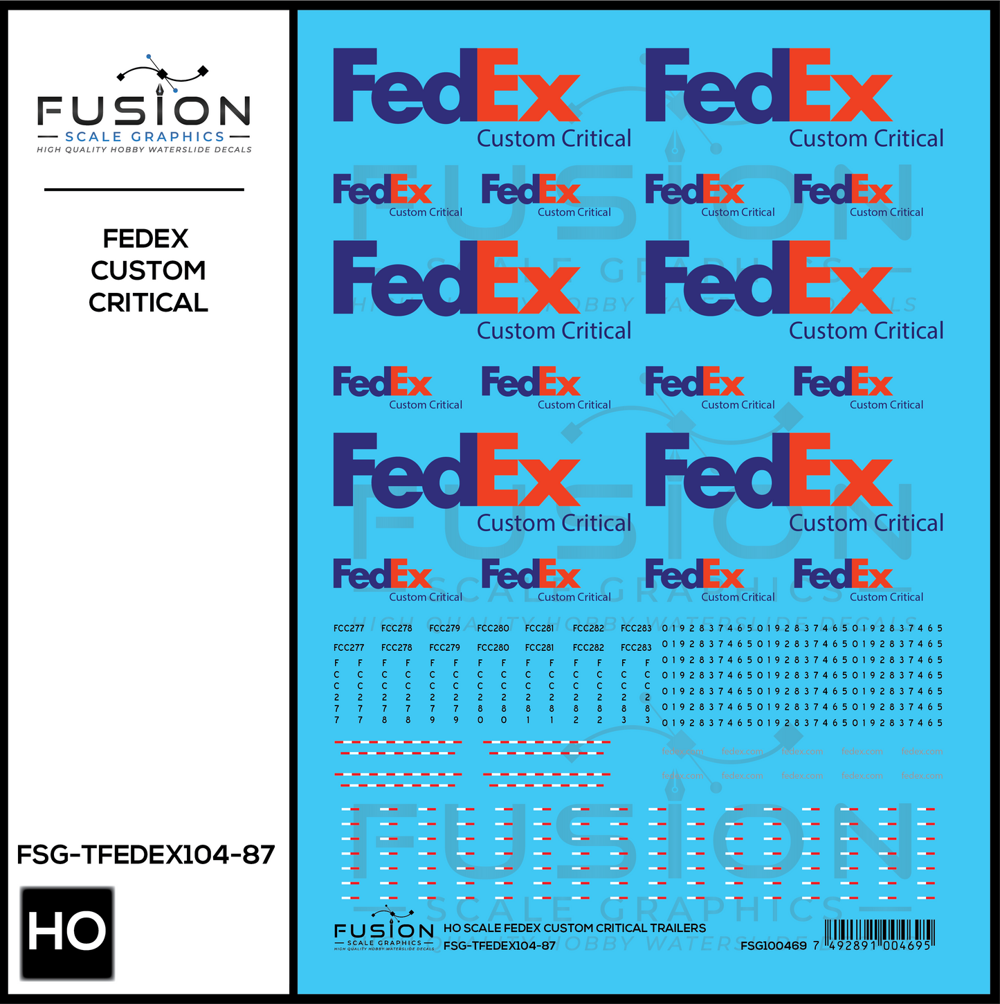 HO Scale FedEx Custom Critical Decal Set