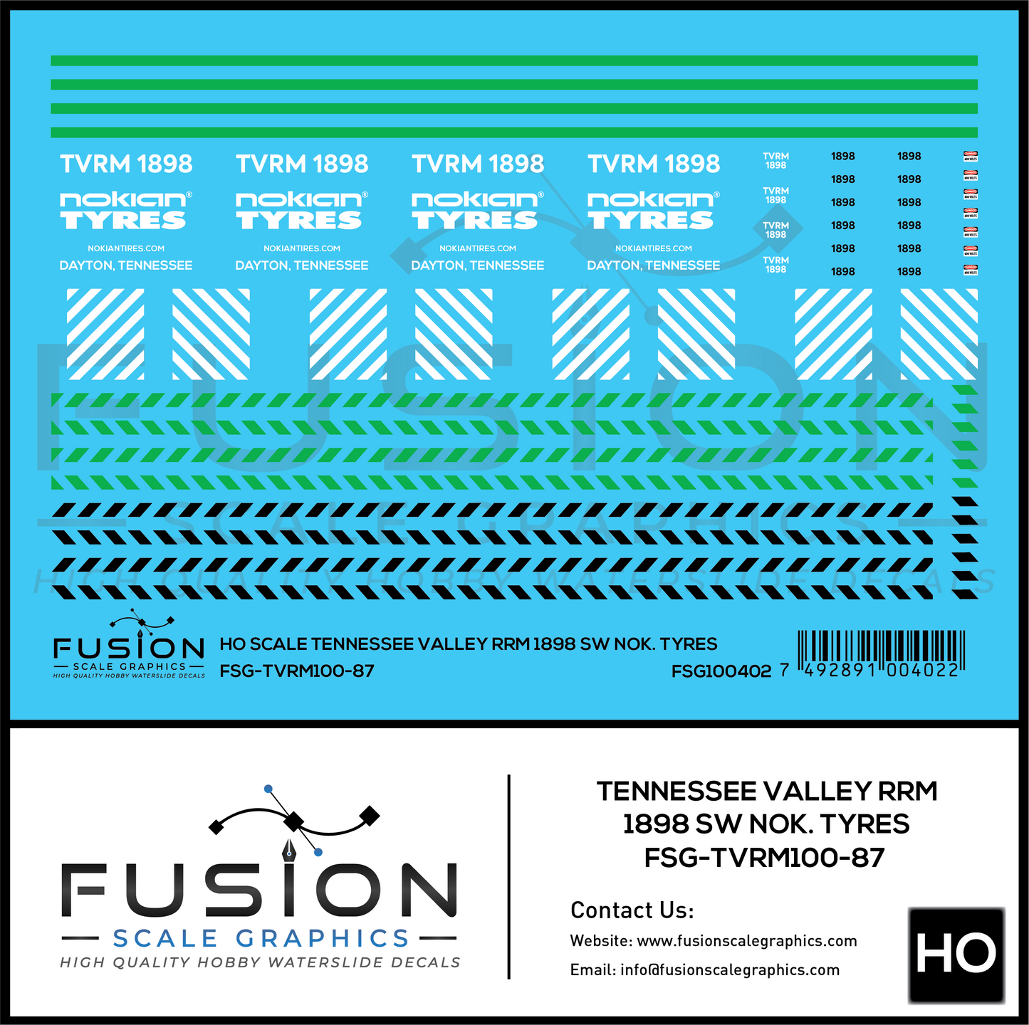 HO Scale Tennessee Valley Railroad Museum 1898 Nokian Tyres Decal Set