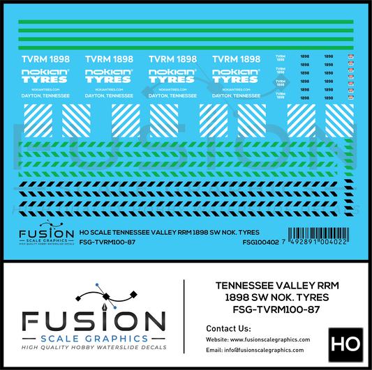 HO Scale Tennessee Valley Railroad Museum 1898 Nokian Tyres Decal Set