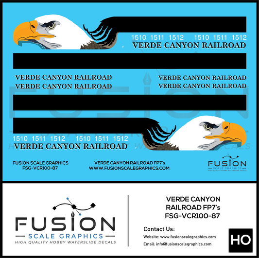 HO Scale Verde Canyon Railroad Modern F Unit Locomotive Decal Set