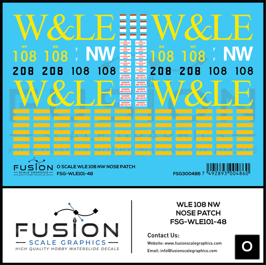 O Scale Wheeling And Lake Erie Railway EMD GP35 108 NW Nose Patch Decal Set