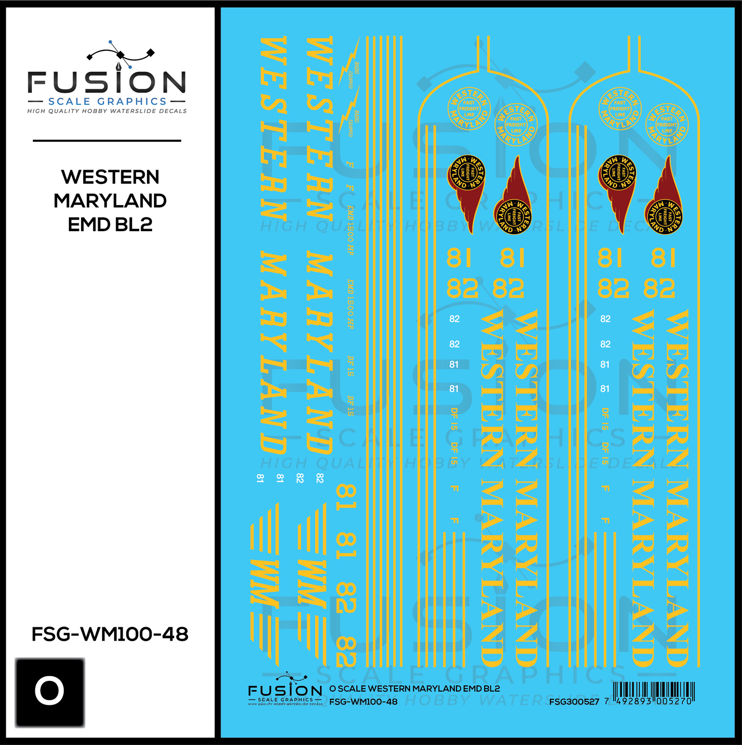 O Scale Western Maryland EMD BL2 Locomotives Decal Set