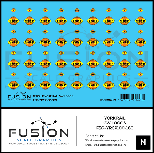 N Scale York Rail GW Logos Decal Set